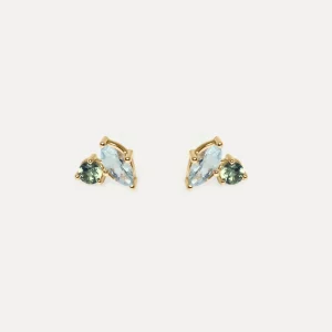 Cheap STILNEST Aquamarin & Grüner Saphir Joy Ohrstecker | 585 Gold