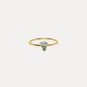 Online STILNEST Aquamarin & Grüner Saphir Joy Solitär Ring | 585 Gold