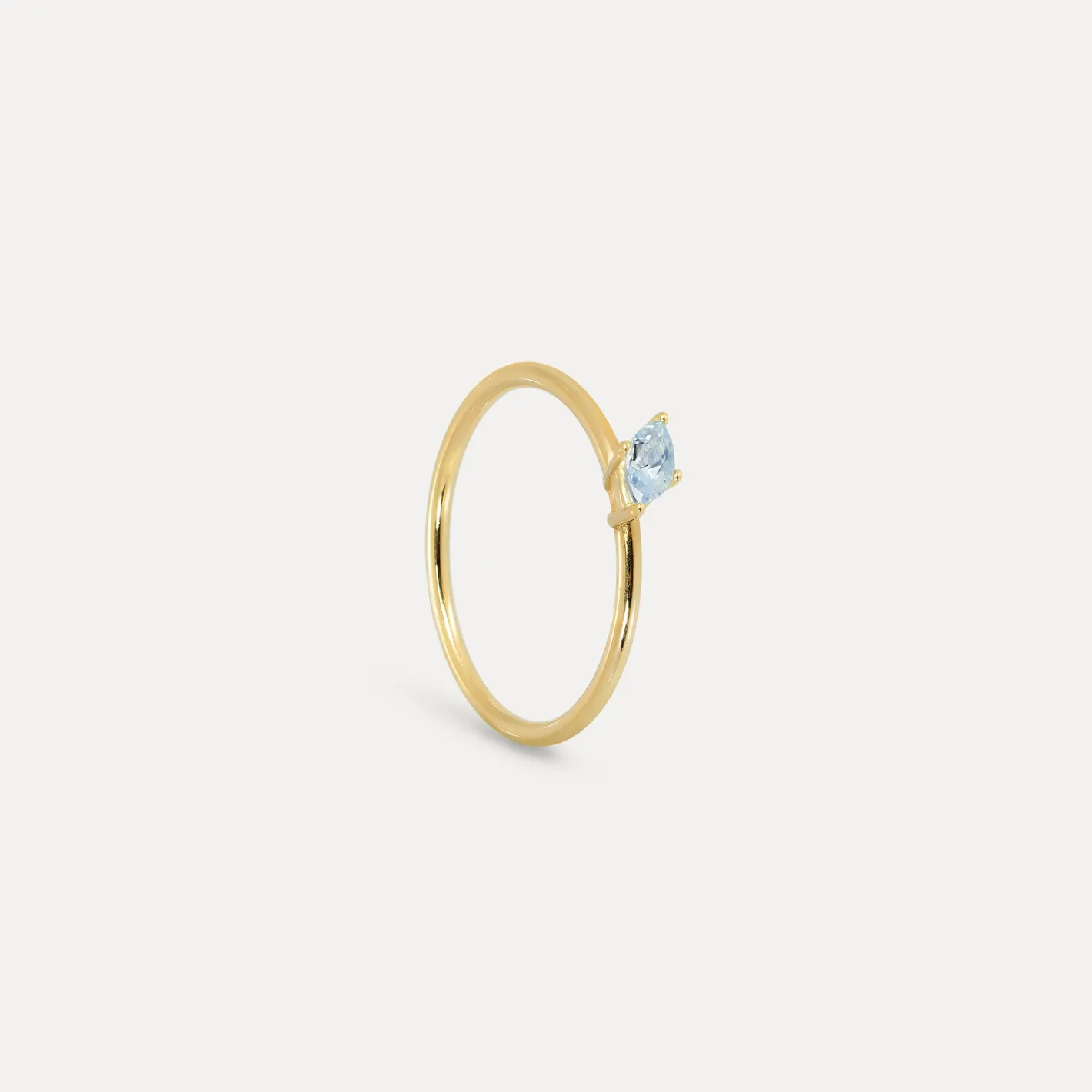 Fashion STILNEST Aquamarin Navette Solitär Ring | 585 Gold