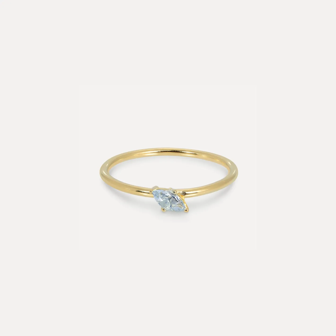 Fashion STILNEST Aquamarin Navette Solitär Ring | 585 Gold