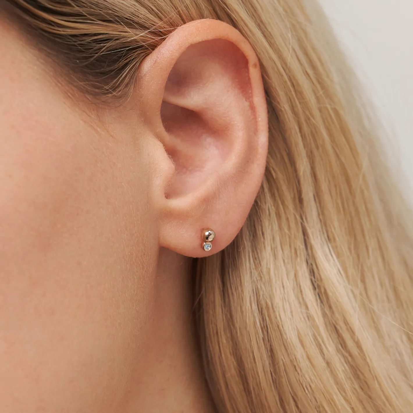 Hot STILNEST Aquamarin Two Dots Ohrstecker Ohrringe | 585 Gold