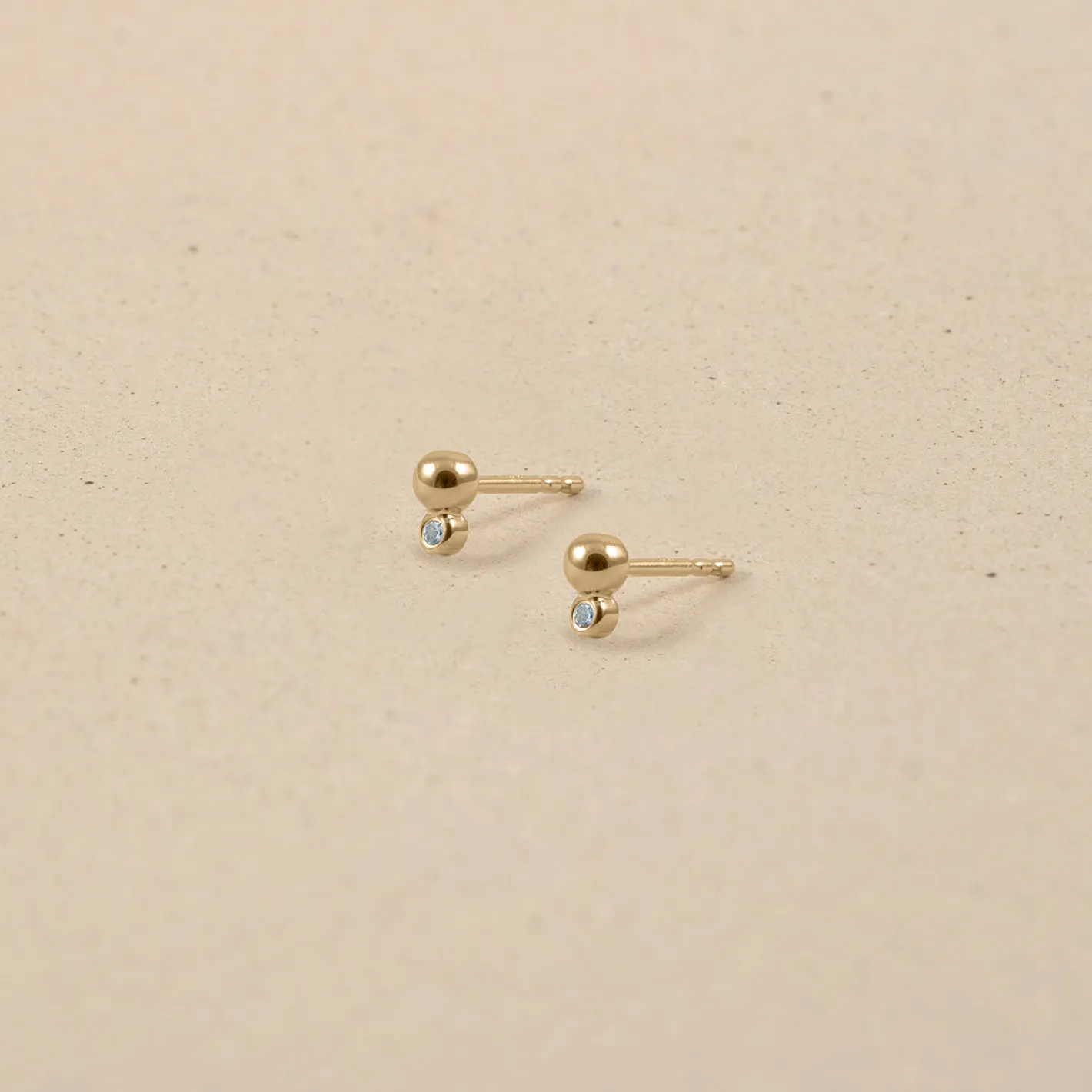 Hot STILNEST Aquamarin Two Dots Ohrstecker Ohrringe | 585 Gold