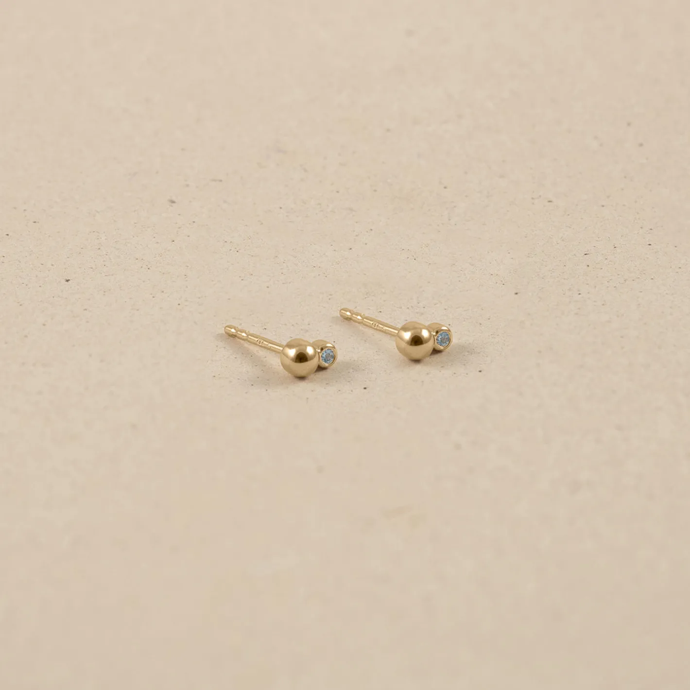 Hot STILNEST Aquamarin Two Dots Ohrstecker Ohrringe | 585 Gold