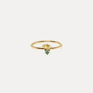 Flash Sale STILNEST Citrin & Grüner Saphir Joy Solitär Ring | 585 Gold