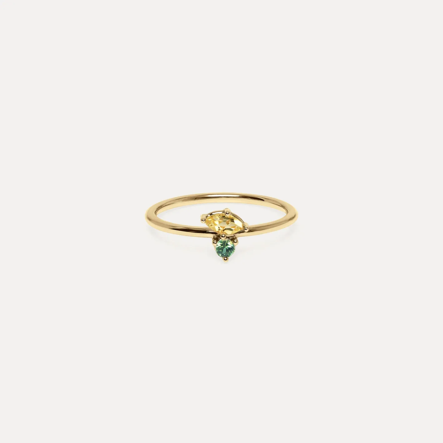 Flash Sale STILNEST Citrin & Grüner Saphir Joy Solitär Ring | 585 Gold