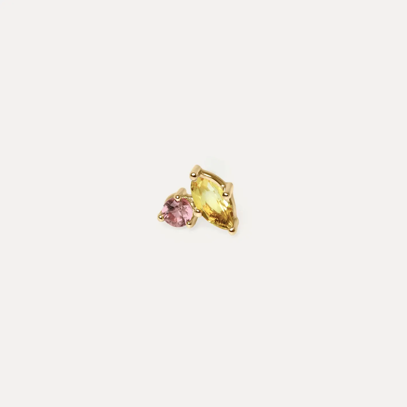 Store STILNEST Citrin & Rosa Turmalin Joy Ohrstecker Ohrringe - Single | 585 Gold