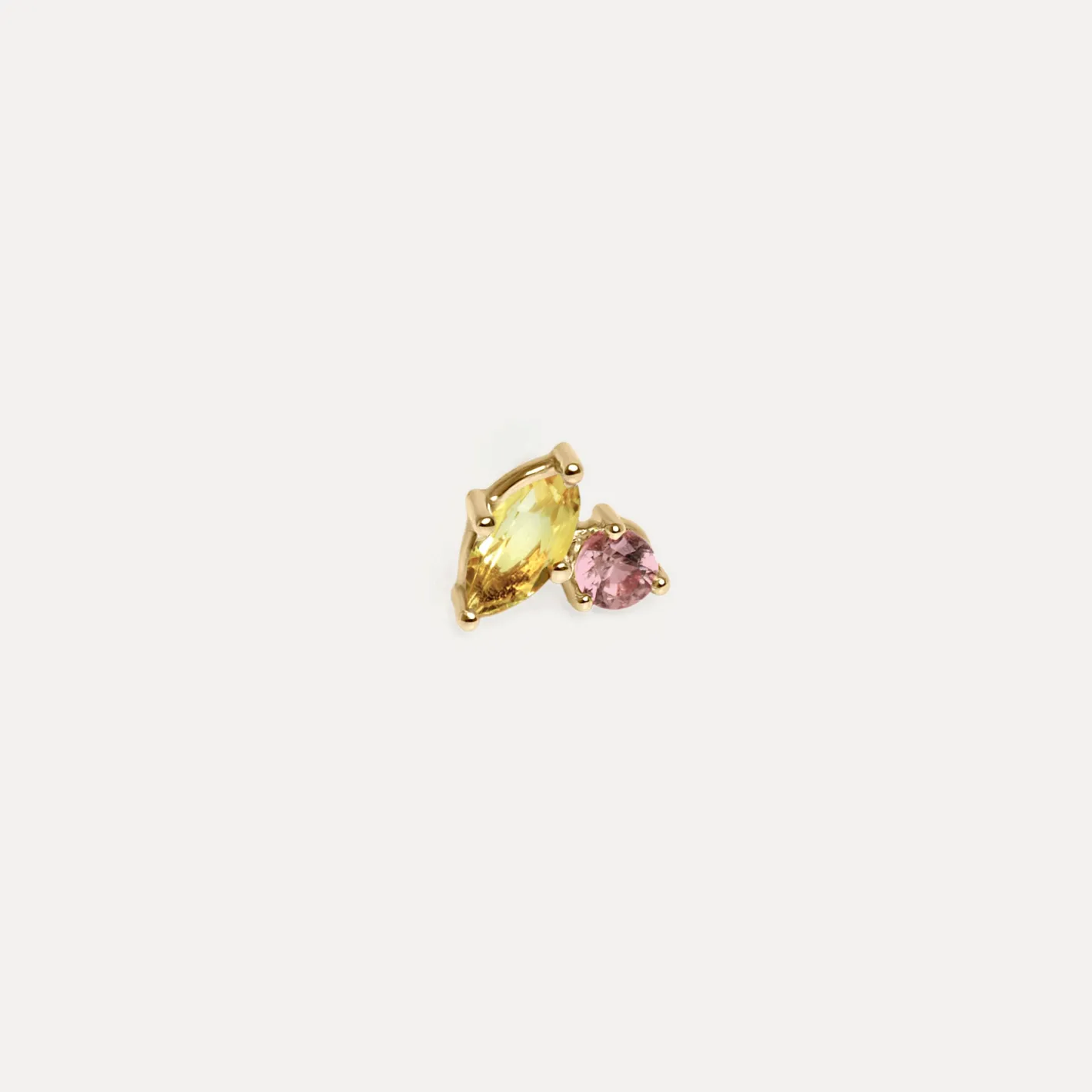 Store STILNEST Citrin & Rosa Turmalin Joy Ohrstecker Ohrringe - Single | 585 Gold