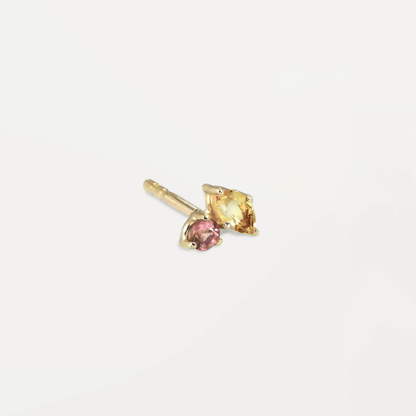 Store STILNEST Citrin & Rosa Turmalin Joy Ohrstecker Ohrringe - Single | 585 Gold