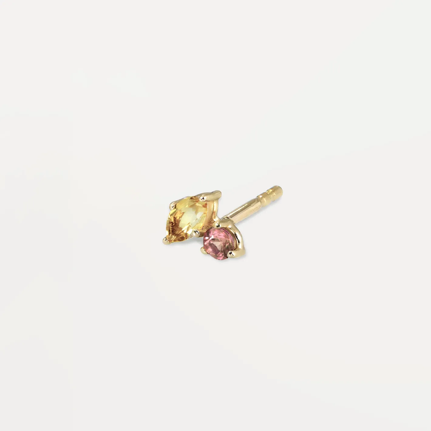 Store STILNEST Citrin & Rosa Turmalin Joy Ohrstecker Ohrringe - Single | 585 Gold