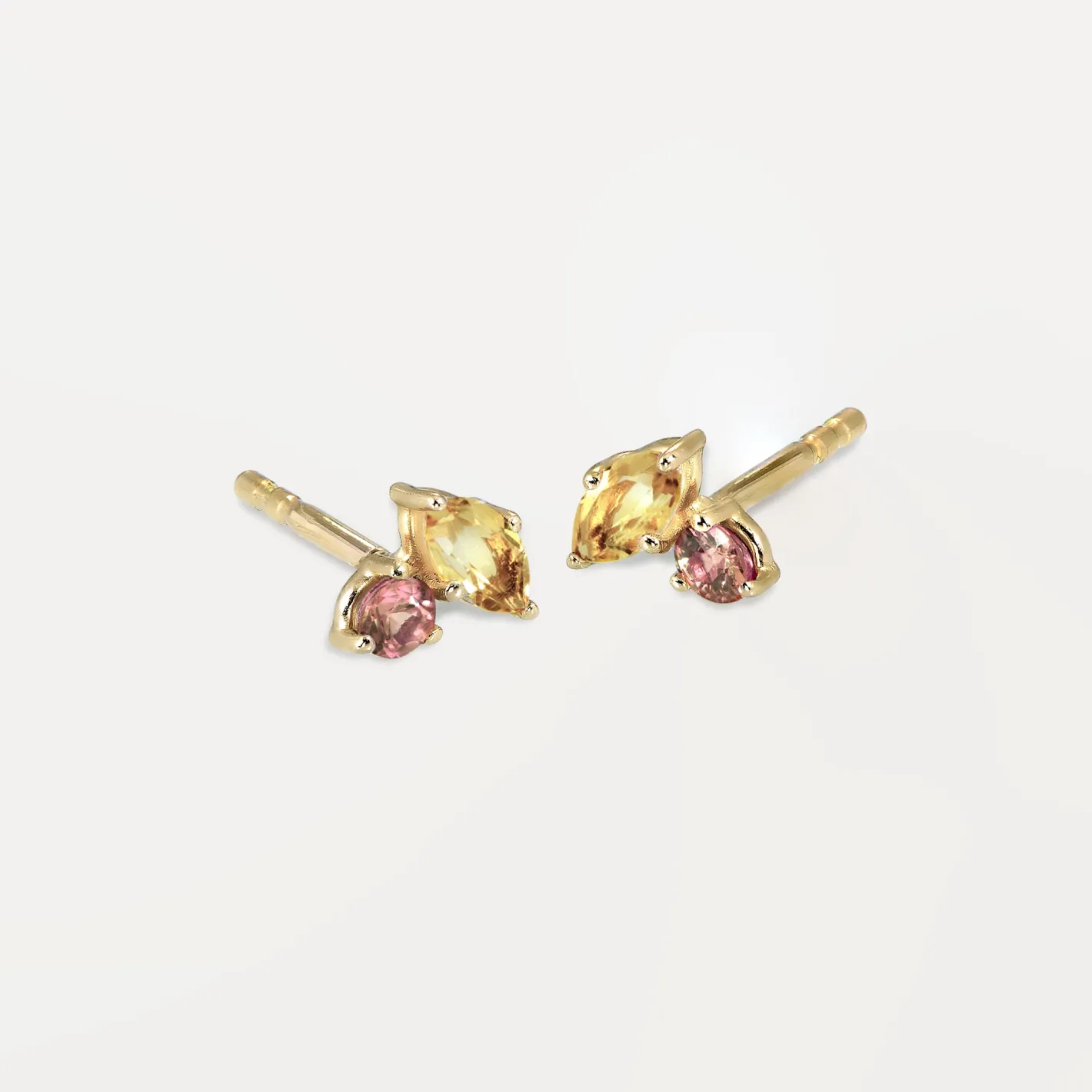 Store STILNEST Citrin & Rosa Turmalin Joy Ohrstecker Ohrringe - Single | 585 Gold