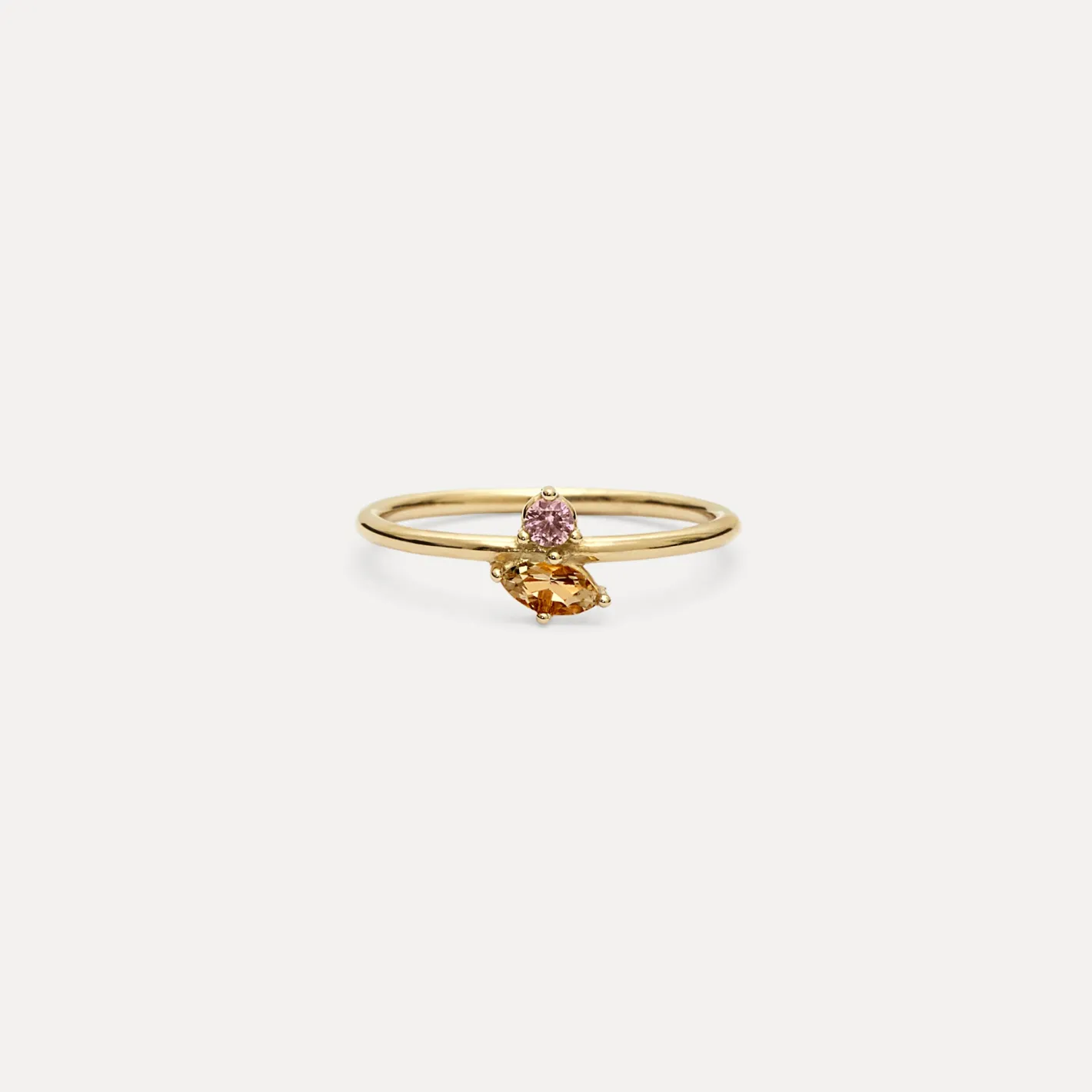 Best STILNEST Citrin & Rosa Turmalin Joy Solitär Ring | 585 Gold
