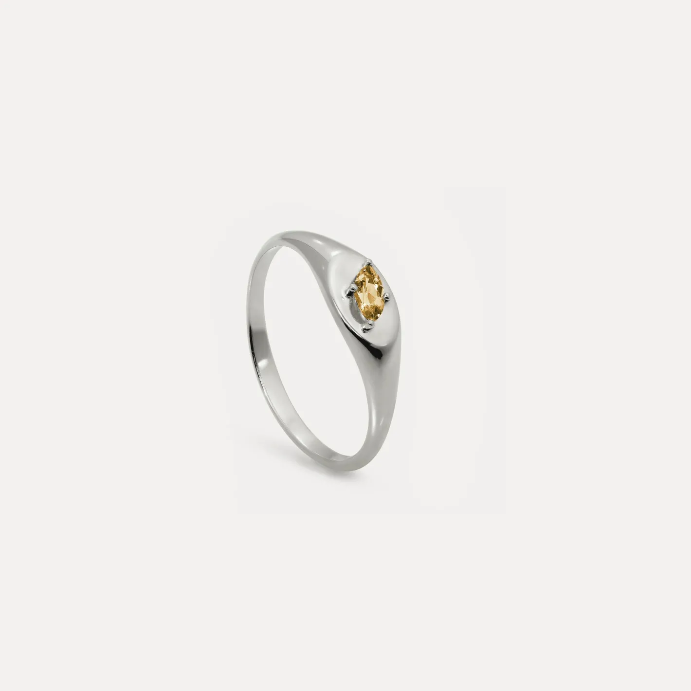 New STILNEST Citrin Navette Platform Siegelring