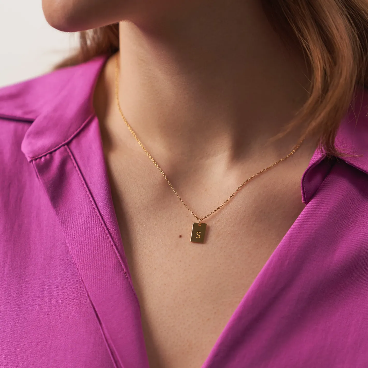 Hot STILNEST Edge Tag Kette | 585 Gold