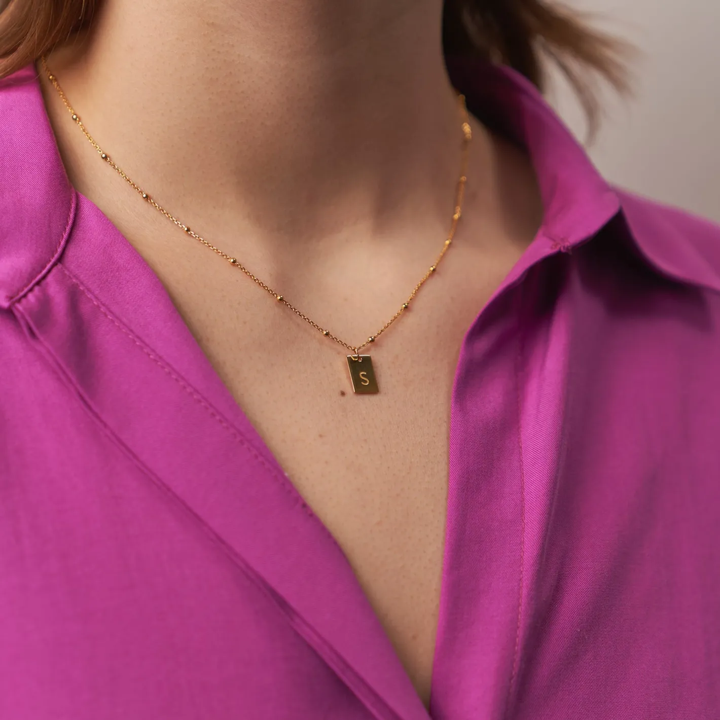 Hot STILNEST Edge Tag Kette | 585 Gold