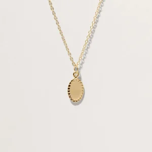 Best STILNEST Engravable Biscuit Tag Kette Oval | 585 Gold
