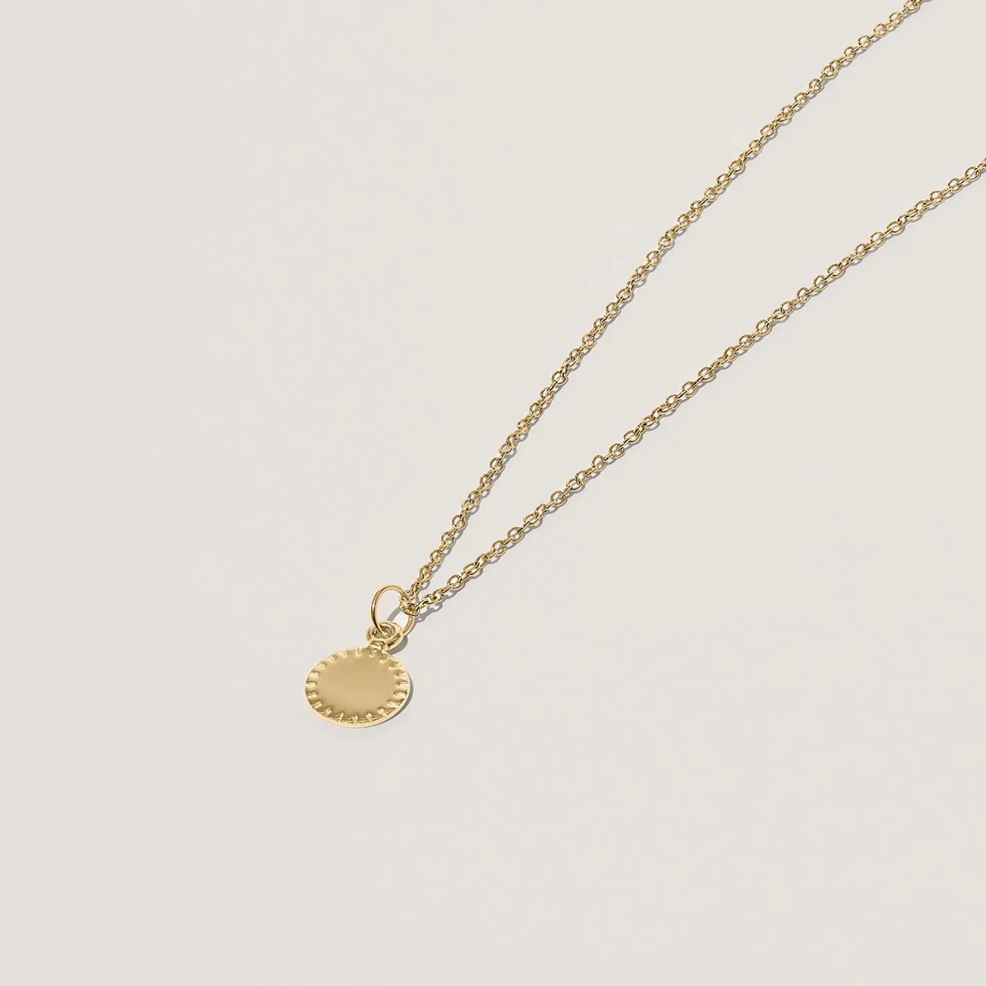 Fashion STILNEST Engravable Biscuit Tag Kette Round | 585 Gold