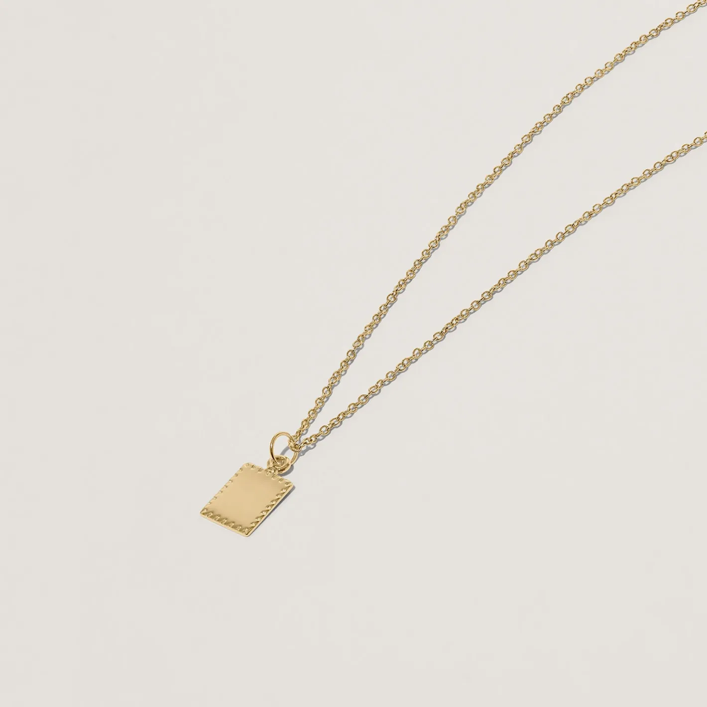 Best STILNEST Engravable Biscuit Tag Kette Square | 585 Gold