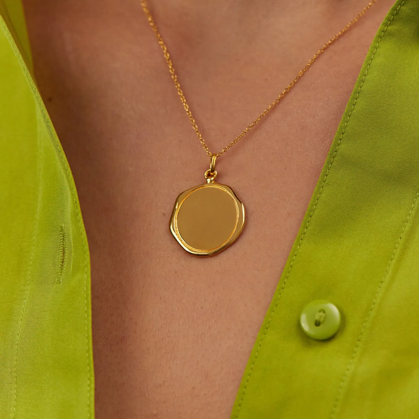 Fashion STILNEST Engravable Large Seal Kette | 585 Gold