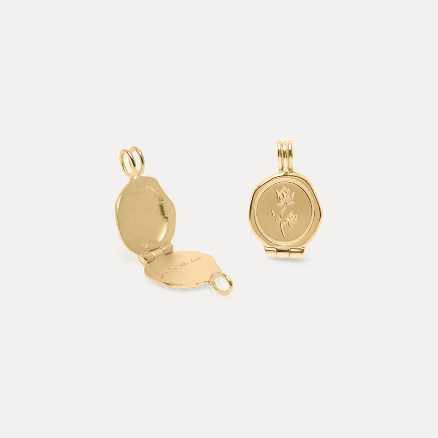 Online STILNEST Floral Seal Medaillon Anhänger | 585 Gold