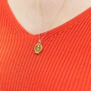 Sale STILNEST Floral Seal Medaillon Kette | 585 Gold