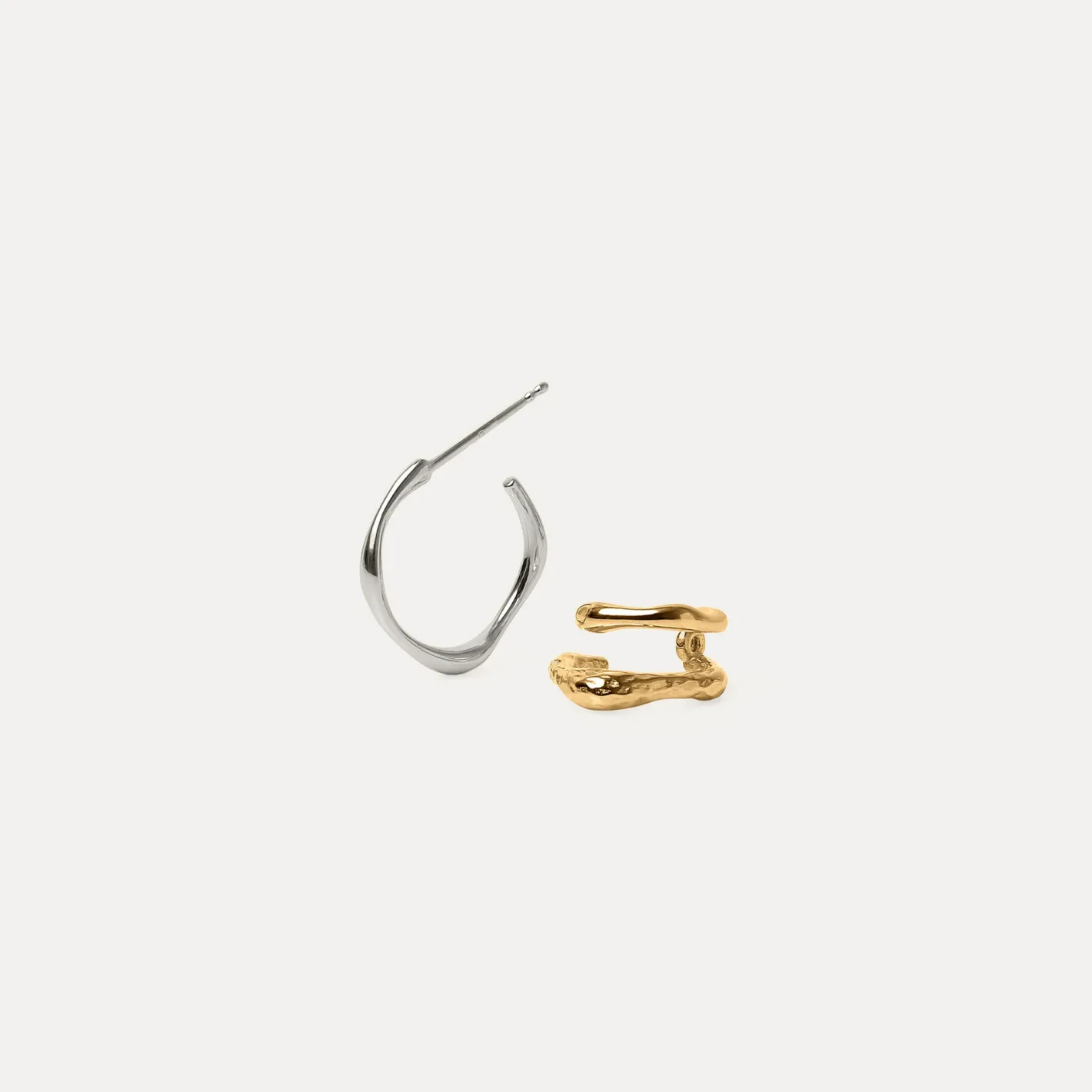 Discount STILNEST Fluid Triple Creolen Ohrringe Mixed Gold Vermeil