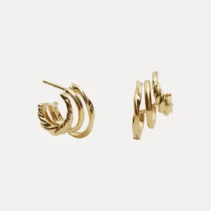 Shop STILNEST Flux Triple Creolen Ohrringe | 585 Gold