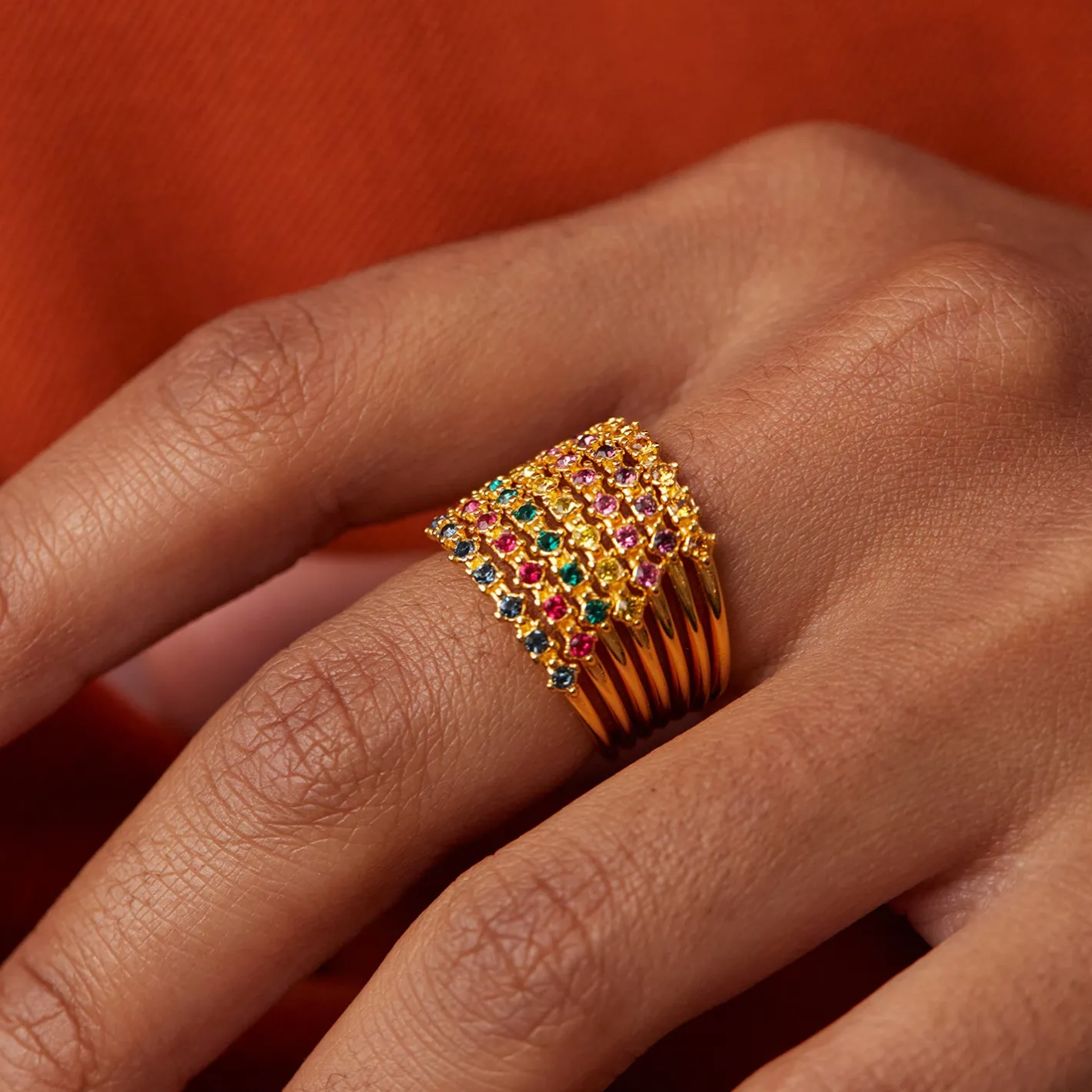 Cheap STILNEST Grüne Kristalle Color Delight Ring