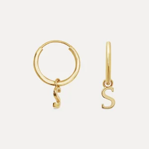 Flash Sale STILNEST Mini Initial Creolen Ohrringe Klein | 585 Gold