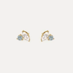 Clearance STILNEST Mondstein & Aquamarin Joy Ohrstecker Ohrringe | 585 Gold