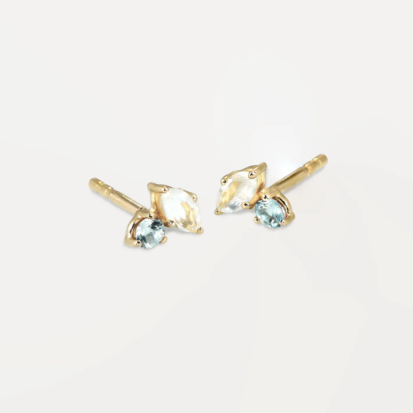 Clearance STILNEST Mondstein & Aquamarin Joy Ohrstecker Ohrringe | 585 Gold