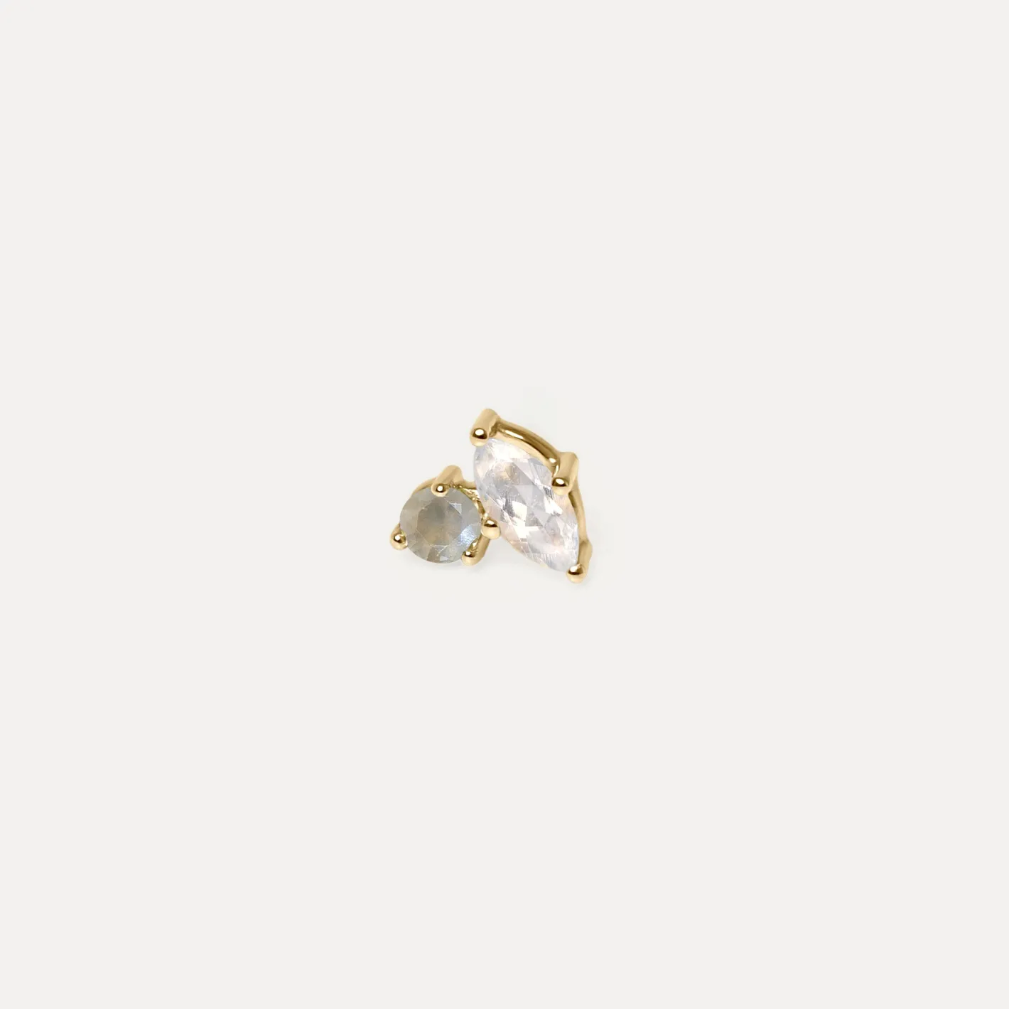 Best STILNEST Mondstein & Grauer Mondstein Joy Ohrstecker Ohrringe - Single | 585 Gold
