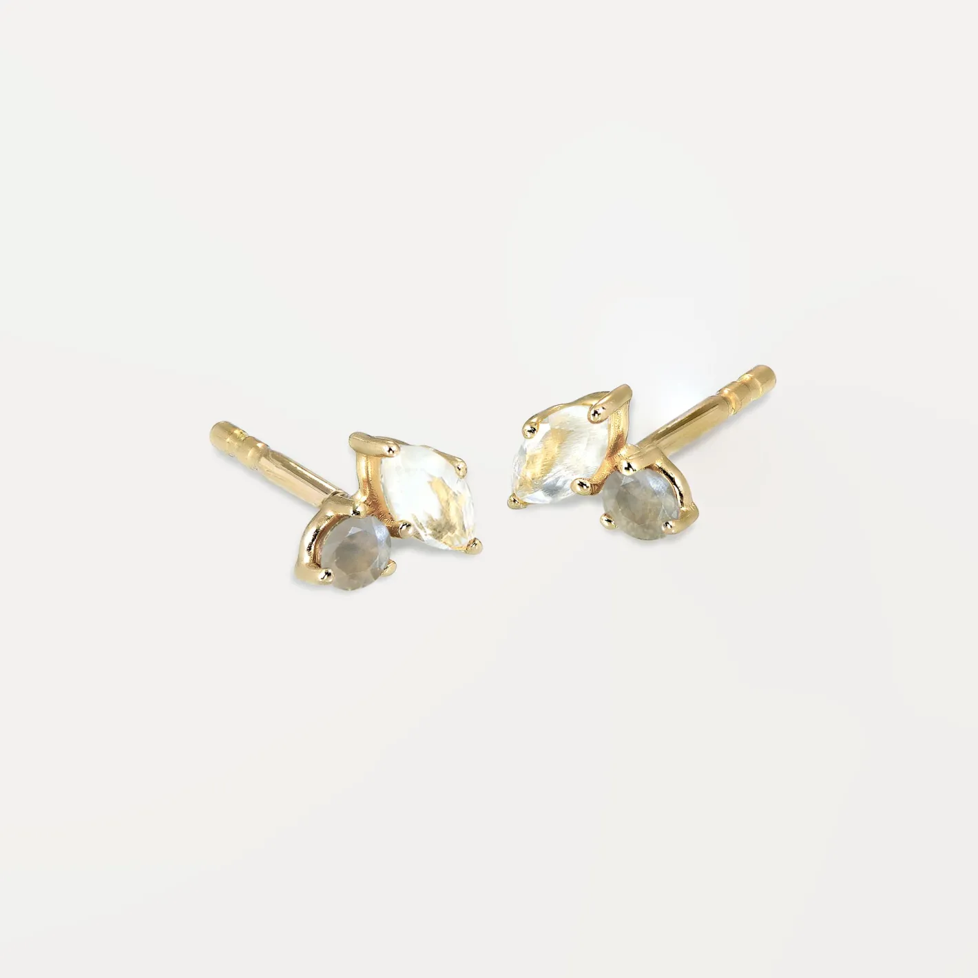 Best STILNEST Mondstein & Grauer Mondstein Joy Ohrstecker Ohrringe - Single | 585 Gold
