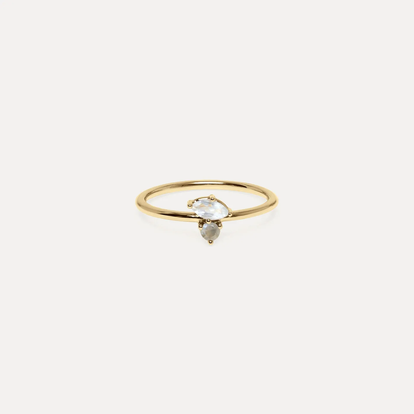 Fashion STILNEST Mondstein & Grauer Mondstein Joy Solitär Ring | 585 Gold
