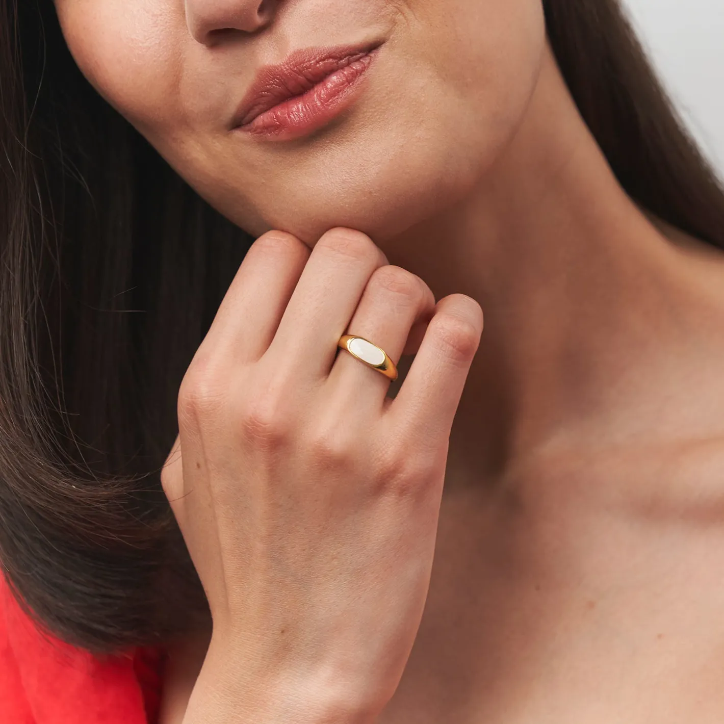 Fashion STILNEST Perlenweiß Enamel Bombé Bold Ring