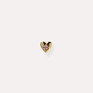 Store STILNEST Rosa Turmalin Heart Ohrstecker Ohrringe - Single | 585 Gold