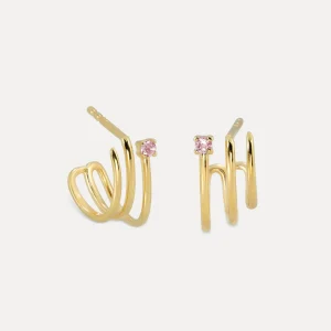Cheap STILNEST Rosa Turmalin Trine Huggies Ohrringe | 585 Gold