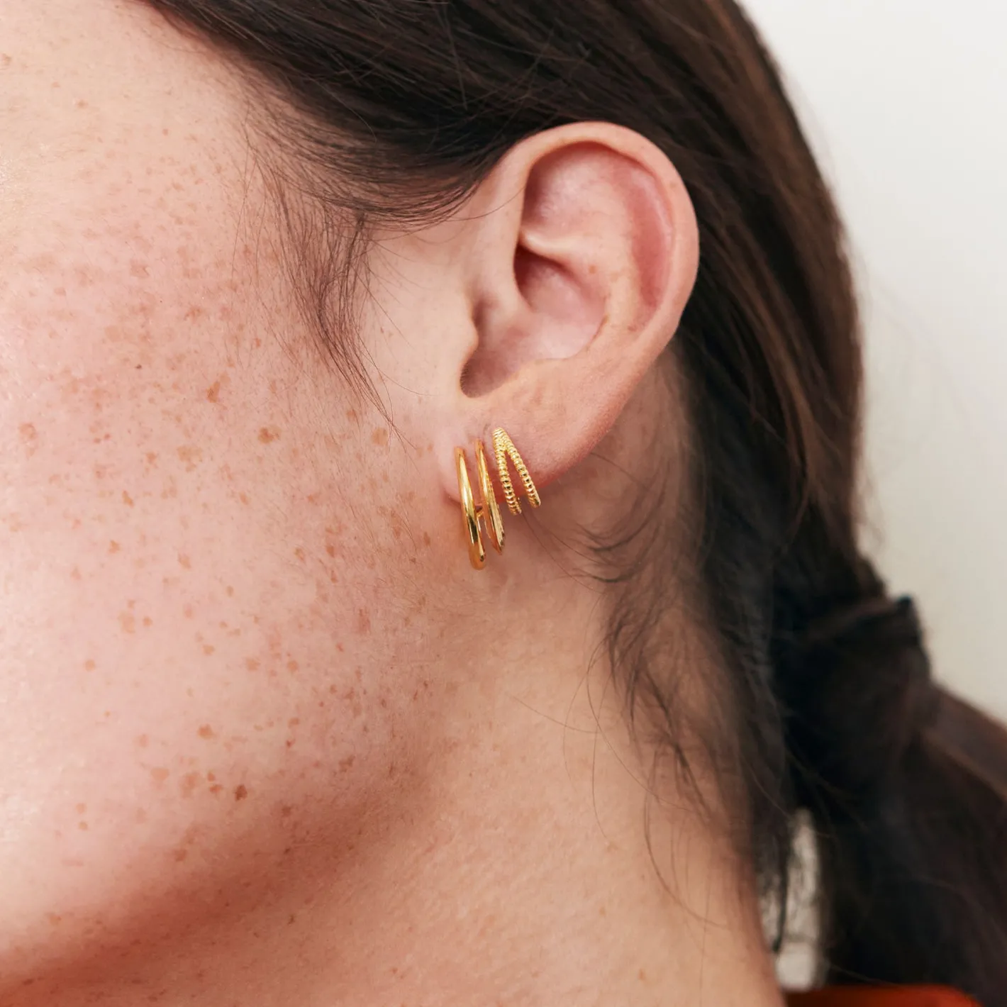 Cheap STILNEST Snake Tail Triple Creolen Ohrringe | 585 Gold