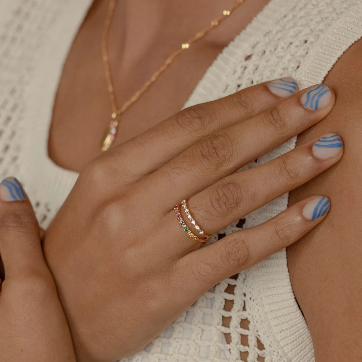 Cheap STILNEST Weiß Kristalle Color Delight Ring