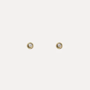 Clearance STILNEST Weißer Saphir Brilliant Dot Ohrstecker Ohrringe | 585 Gold