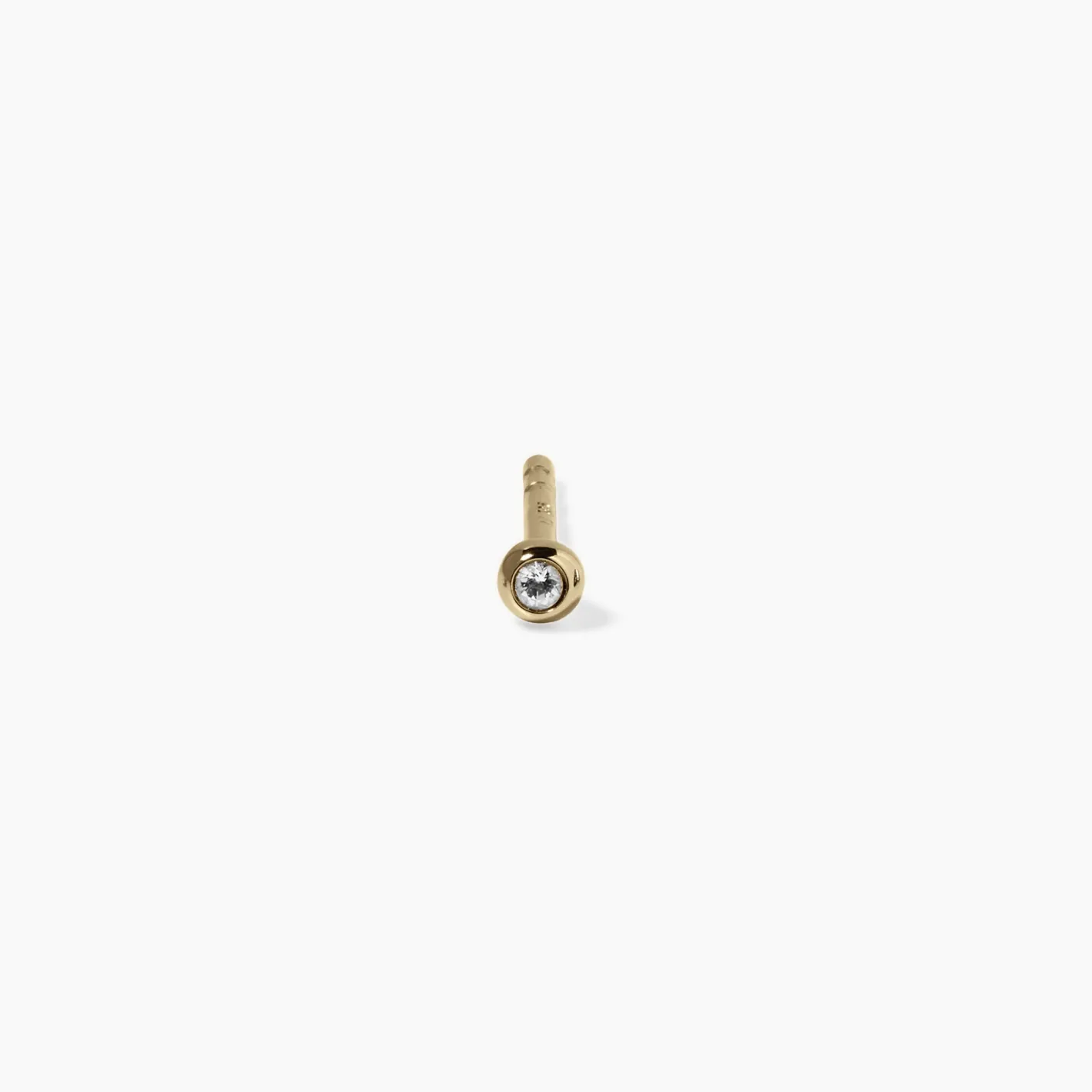 Hot STILNEST Weißer Saphir Brilliant Dot Ohrstecker Ohrringe - Single | 585 Gold