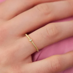 New STILNEST Weißer Saphir Snake Tail Solitär Ring | 585 Gold